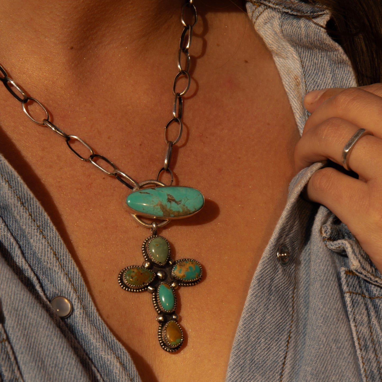 Turquoise Toggle Cross Necklace