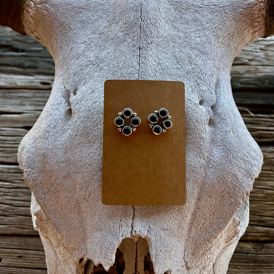 Black Onyx Cluster Studs