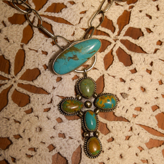 Turquoise Toggle Cross Necklace